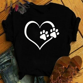 Moda Unisex T-Shirt Labă De Câine Inima De Imprimare Concepute Vara Topuri Tricouri