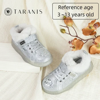TARANIS Copii Bord Pantofi de Iarnă în aer liber pentru Copii Moda de Pluș Respirație Branturi Anti-Alunecare Moale Confortabil Pantofi de Cald Pentru Fete