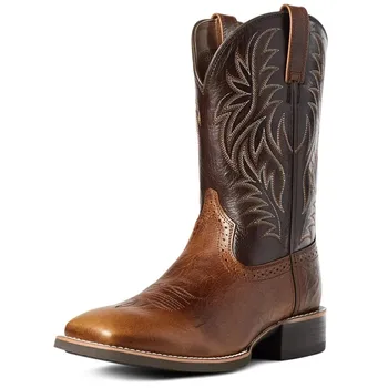 2023 Bărbați Vest Cizme De Cowboy Broderie Retro De La Jumătatea Vițel Cizme Toamna Iarna Pantofi De Sex Masculin În Aer Liber Cizme Western Pantofi Plus Szie 48