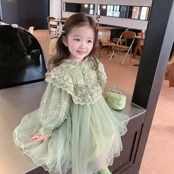 Verde de Îmbrăcăminte pentru Copii pentru Fete Rochie de Primăvară 2023 Noi Mozaic Tul Fusta de Moda pentru Copii Rochie de Printesa