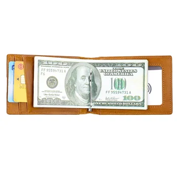 Piele Slim Wallet Inteligent pentru Oamenii cu Bani, Card de Credit Clip Mini RFID Blocking Piele Barbati Portofel Subțire Titularului Cardului